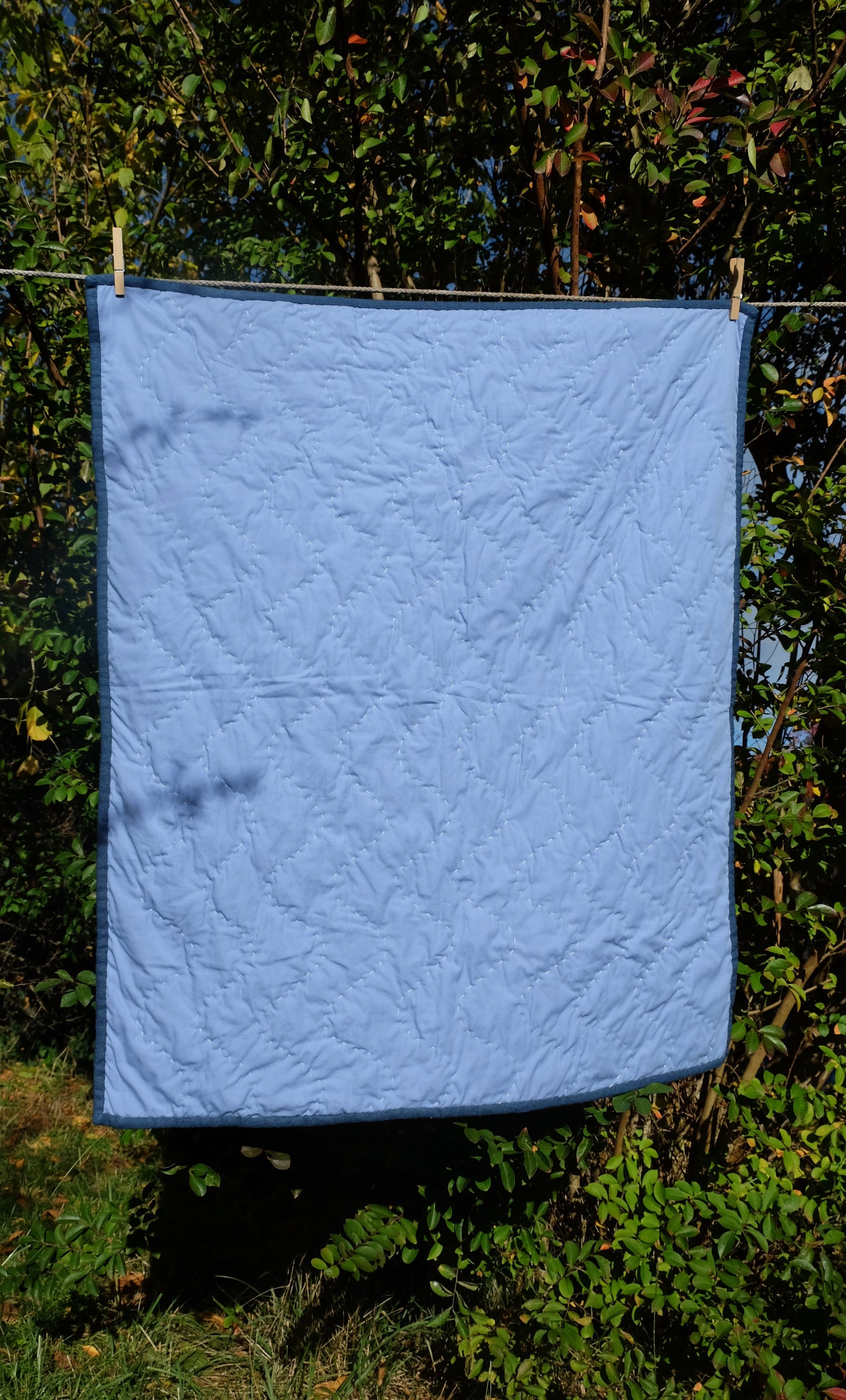 Blue and Cream Linen Kid's Quilt / Play Mat / Lap Quilt 2