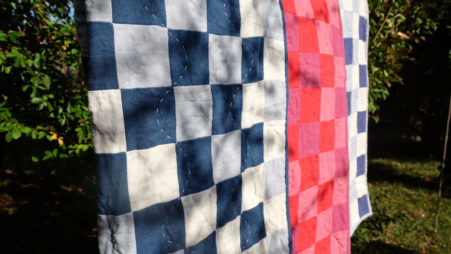 Blue and Cream Linen Kid's Quilt / Play Mat / Lap Quilt 2