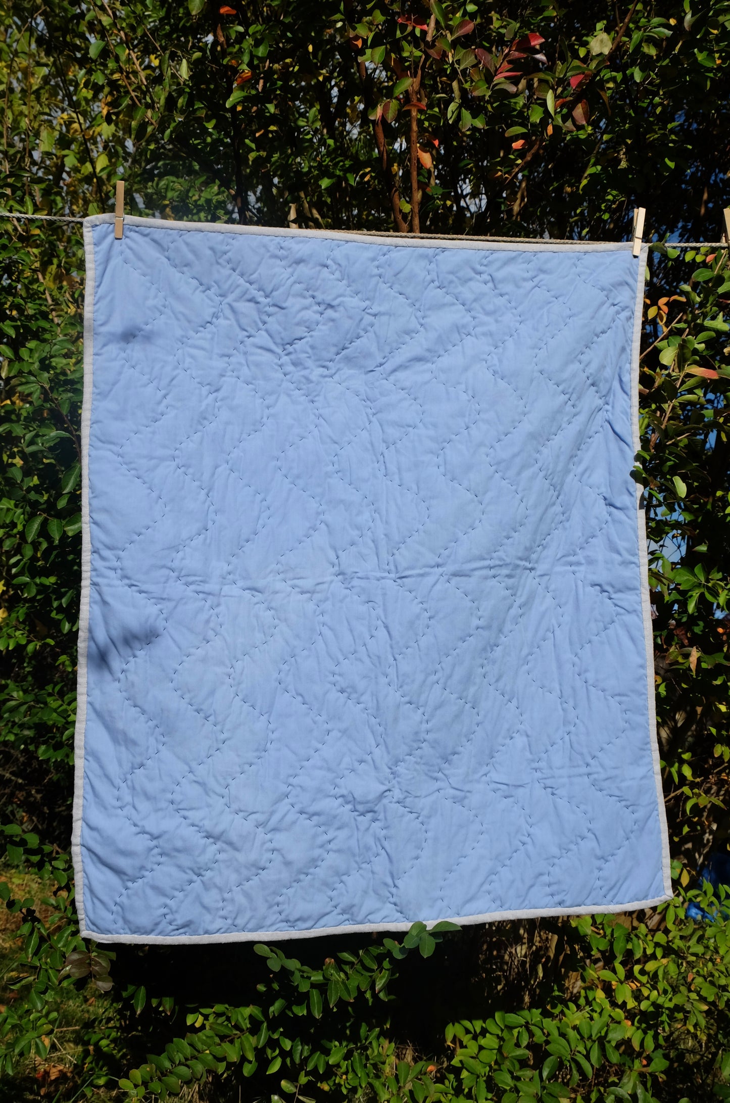 Blue and Cream Linen Kid's Quilt / Play Mat / Lap Quilt 1