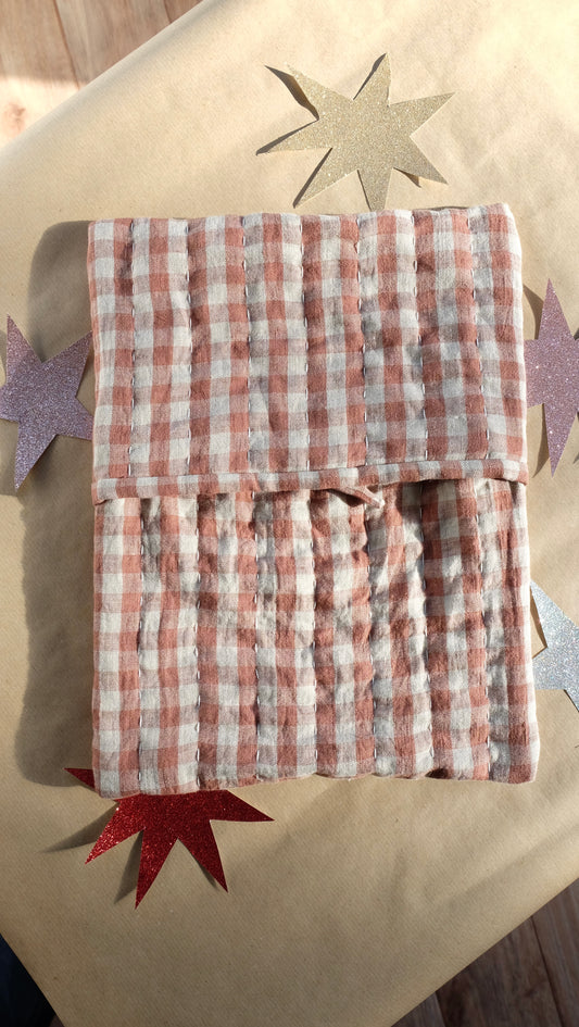 Gingham Linen Quilted Hot Water Bottle Cover